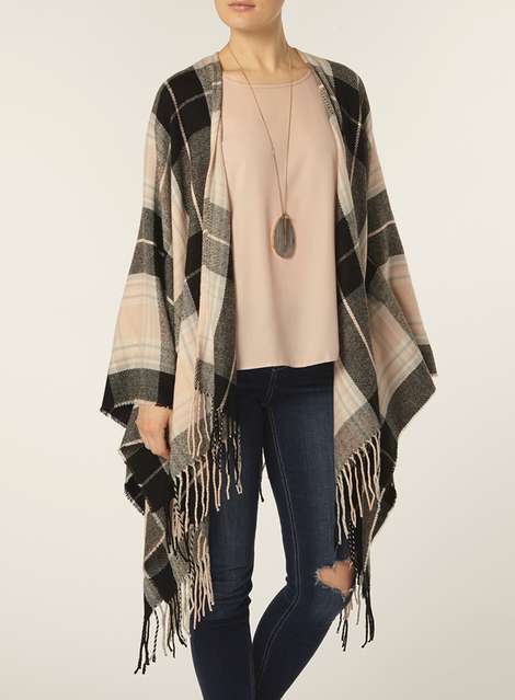 Blush and Black Check Cape